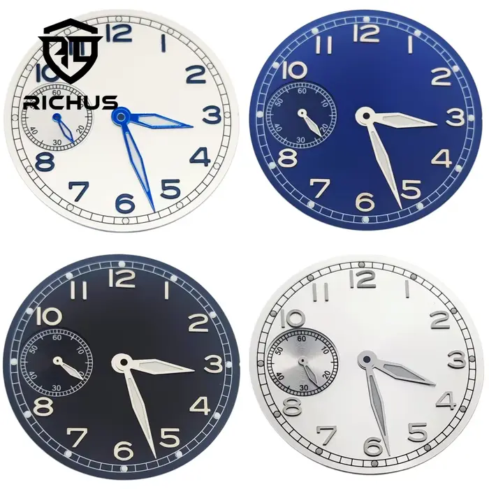 RICHUS Cadran de montre 37 mm avec aiguilles vertes lumineuses