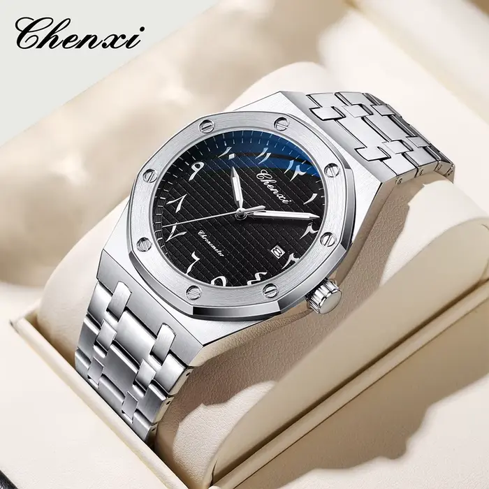CHENXI montre homme veilleuse étanche et calendrier de temps montres pour hommes montre-bracelet de luxe de haute qualité chiffres arabes orientaux