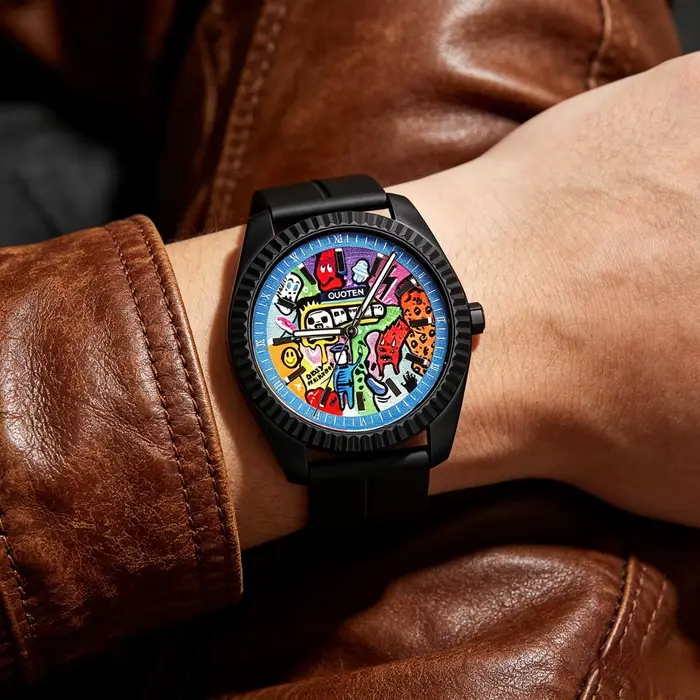 Nouvelle Montre Homme Ronde 2026 Cadran Art Abstrait Tendance Rétro Niche Luxe Cadeau
