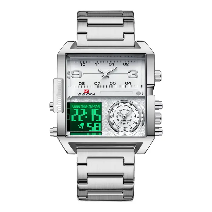 2025 nouveaux hommes montre LED mode carré créatif mouvement à Quartz noir en acier inoxydable étanc