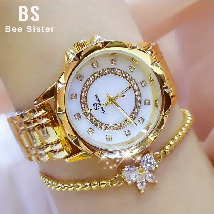 Diamant femmes montre de luxe marque 2025 strass élégant dames montres or Rose horloge
