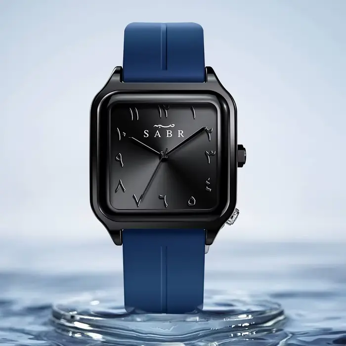 Sabr montre à chiffres arabes 3ATM boîtier en alliage étanche montre-bracelet à Quartz pour hommes bracelet en Silicone