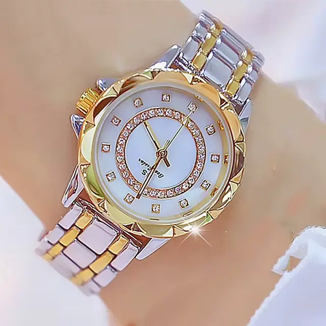Diamant femmes montre de luxe marque 2025 strass élégant dames montres or Rose horloge montres pour 