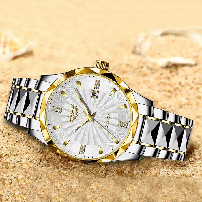 Montre LIGE luxe femme mode sport étanche acier inoxydable avec date automatique et calendrier complet pour diverses occasions et activités outdoor