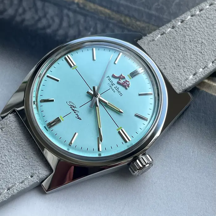 Montre mécanique Merkur à remontage manuel, bracelet en acier inoxydable, cadran bleu bébé, montre vintage pour hommes occasions spéciales