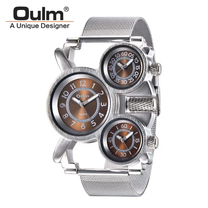 Oulm HT1167 hommes montres haut de gamme de luxe hommes militaire en plein air montre-bracelet 3 fus