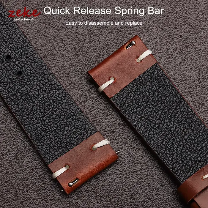 Bracelet de montre en cuir huilé vintage 18mm20mm 22mm pour Seiko Boucle papillon Couture