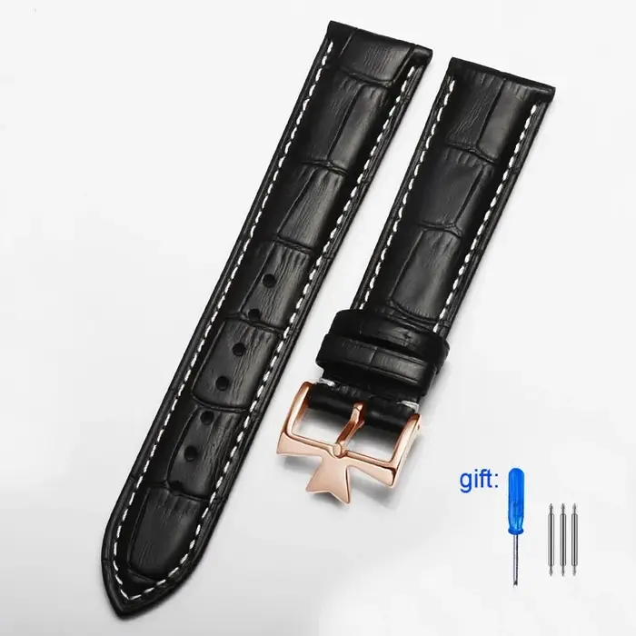 Pour Vacheron Constantin Patrimony VC noir marron bracelet en cuir véritable de vachette