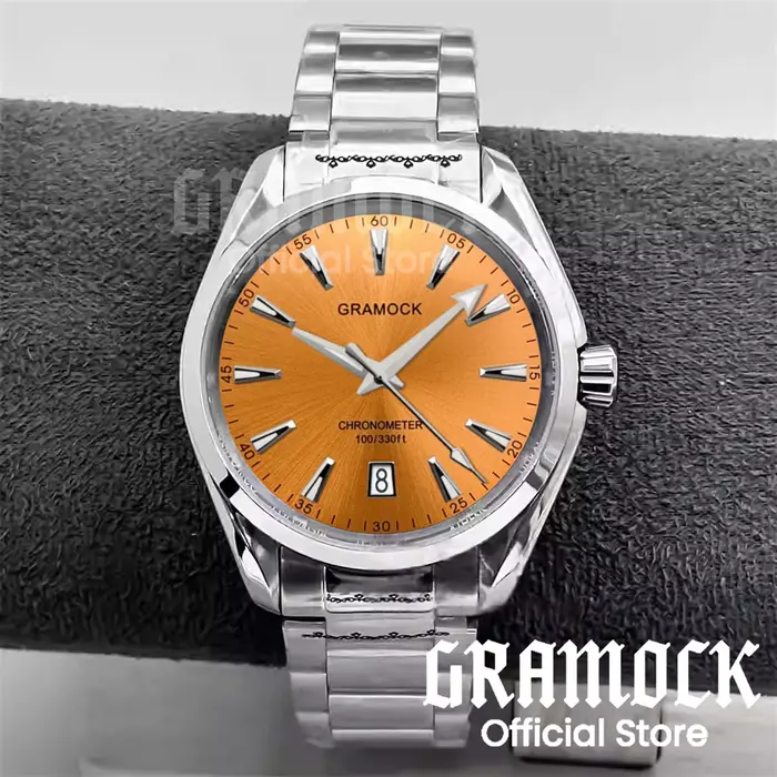 Montre mécanique automatique GRAMOCK avec cadran dégradé lumineux et bracelet en acier pour homme occasions spéciales et plongée