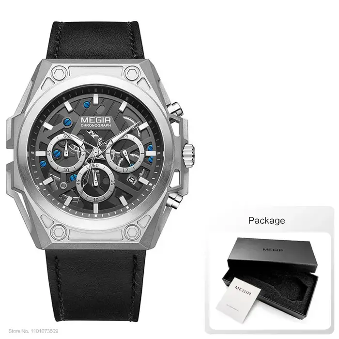 MEGIR – montre-bracelet en acier inoxydable pour hommes