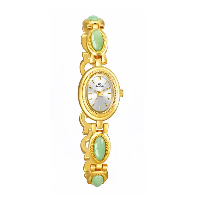 Montre à Quartz Femme 2026 de Luxe Rétro avec Pierre Naturelle Dongling et Jade Hotan, Étanche, Chaî