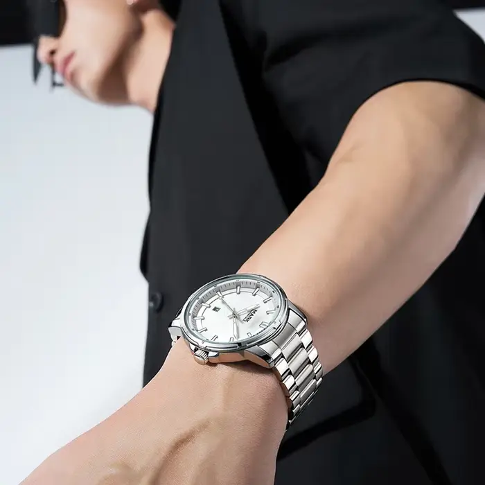 Montre homme MARK FAIRWHALE cadran gravé dragon lumineux montre-bracelet quartz étanche occasionnels spéciaux