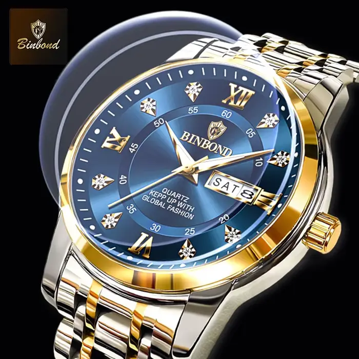 BINBOND Top marque de luxe montre de mode hommes 3ATM étanche Date horloge Sport montres