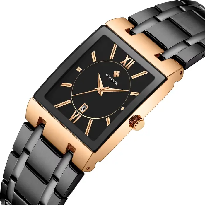 WWOOR 2025 mode hommes montres haut de gamme montre-bracelet de luxe Quartz carré étanche genève conception