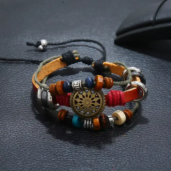 Bracelet Boho en cuir véritable
