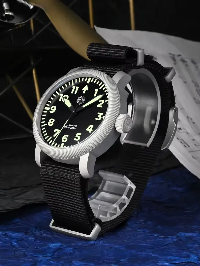 San Martin-Montre-Bracelet Mécanique Rétro pour Homme