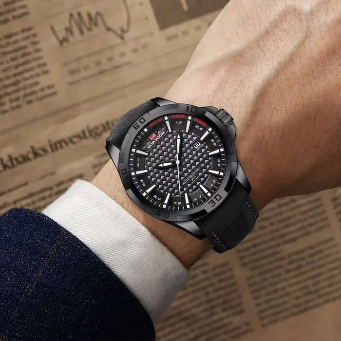 VAVA marque hommes mode montres à Quartz mâle bracelet en cuir Sport étanche