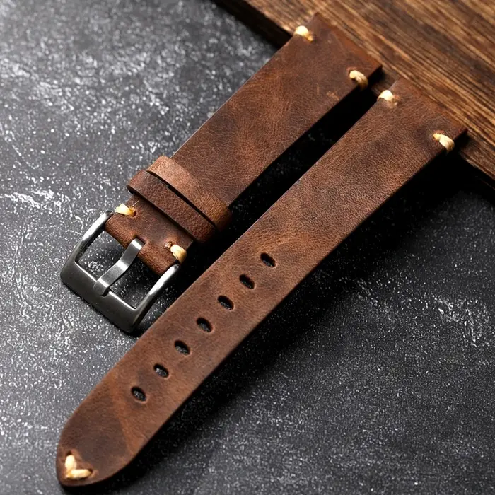 Bracelet de montre en cuir de vache de première couche vintage pour homme largeur 18 19 20 22 24mm occassions spéciales robuste et élégant
