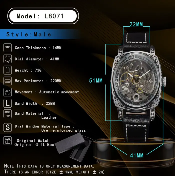 montre homme 2024 Creux montres automatiques montres étanches montre homme original Rétro gravure cl