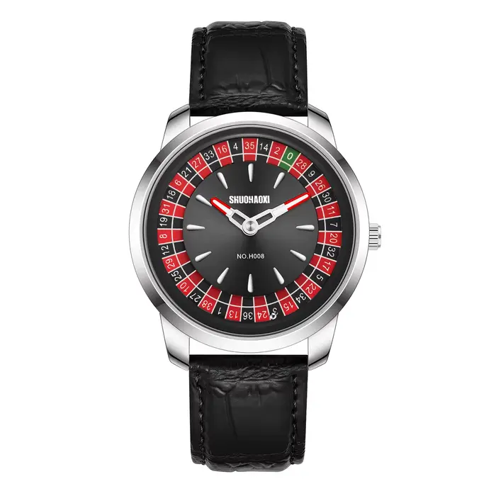 Nouvelle montre à quartz tendance au design de jeu de roulette et de poker de style européen