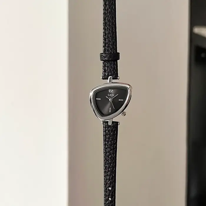 GEDI montre Vintage en cuir léger luxe Simple Unique cadran irrégulier dames montres élégant Quartz étanche montre-bracelet pour femme