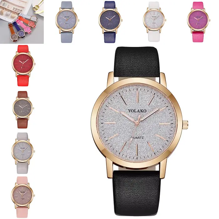 Montre à Quartz pour Femme Stylish Bracelet en Cuir Casual Rond Analogique Digital Occasions Spéciales