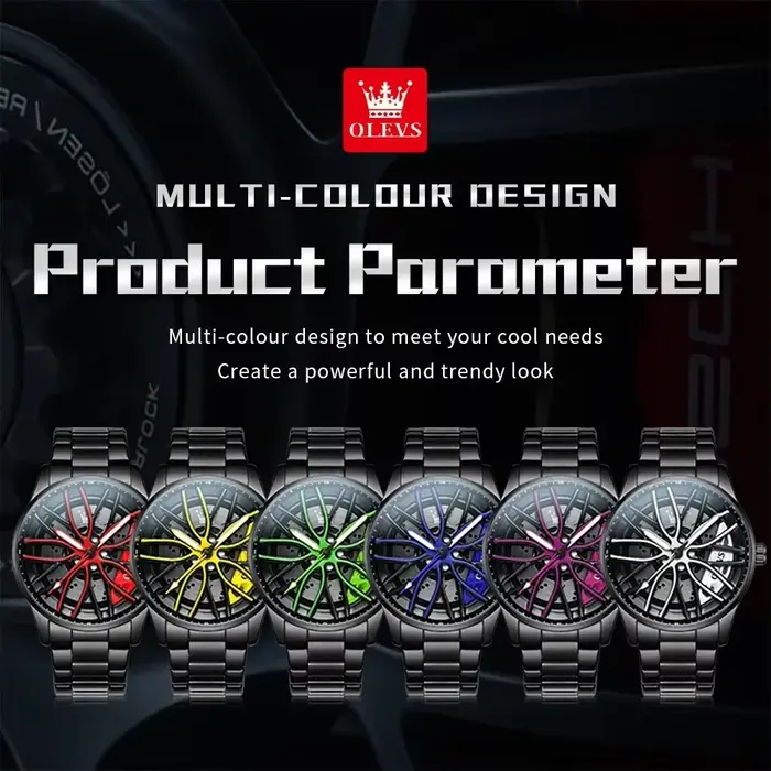 Montres OLEVS pour hommes 360 ° Montre-bracelet à quartz pour homme en acier inoxydable