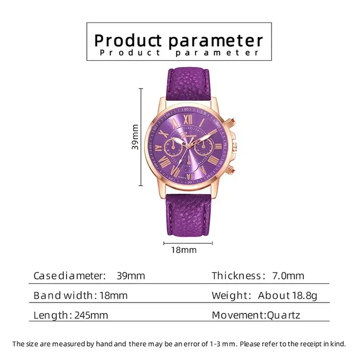 Reloj Mujer Mode Femmes Montres Dames Violet En Cuir Quartz Montre-Bracelet