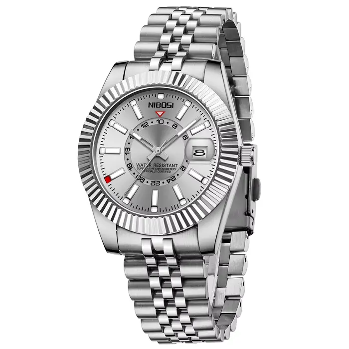 NIBOSI montres pour hommes analogique Quartz cadran en acier inoxydable avec Date étanche affaires c