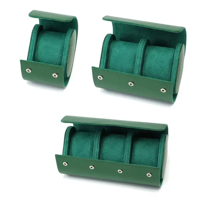 Boîte à bijoux en rouleau de cuir PU pour hommes et femmes