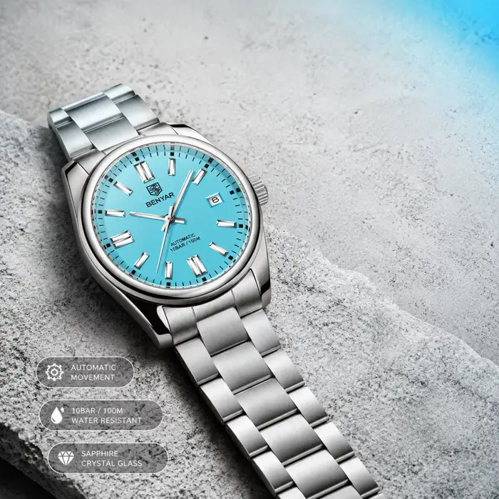 BENYAR nouvelle montre automatique de luxe 10Bar étanche en acier inoxydable hommes montres mécaniques sport