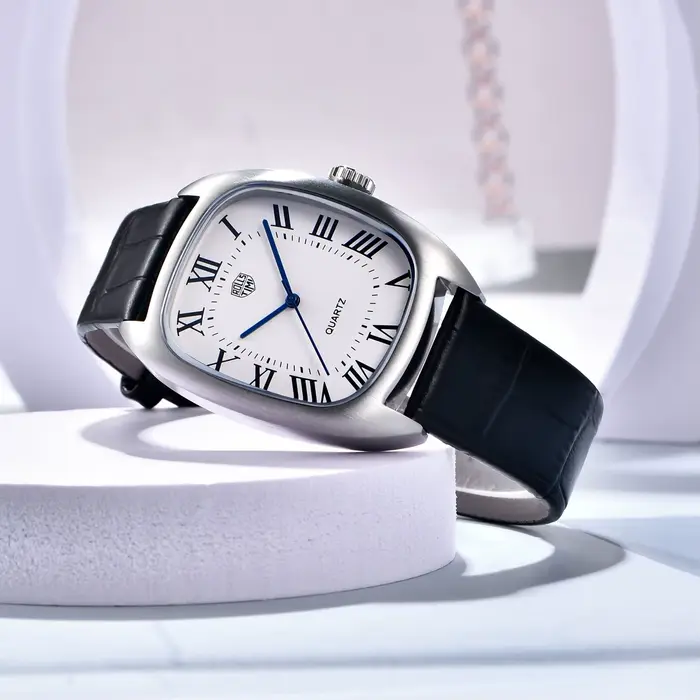 Montre homme en acier inoxydable avec bracelet cuir résistant à l'eau pour homme style luxe quartz PAGANI DESIGN VH31