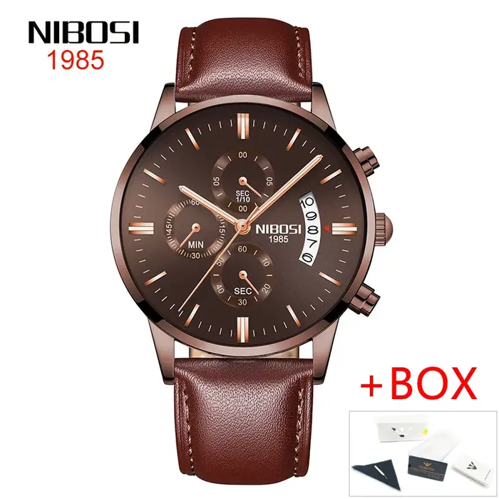 Montre-bracelet chronographe en cuir pour homme