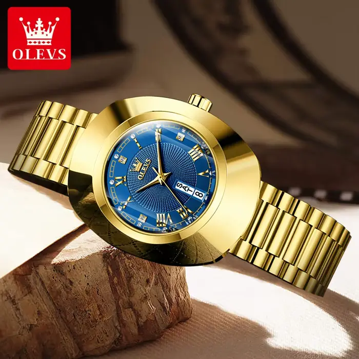 OLEVS montre à Quartz dorée pour femmes mode élégante boîtier en acier tungstène montres étanches de luxe Original dames