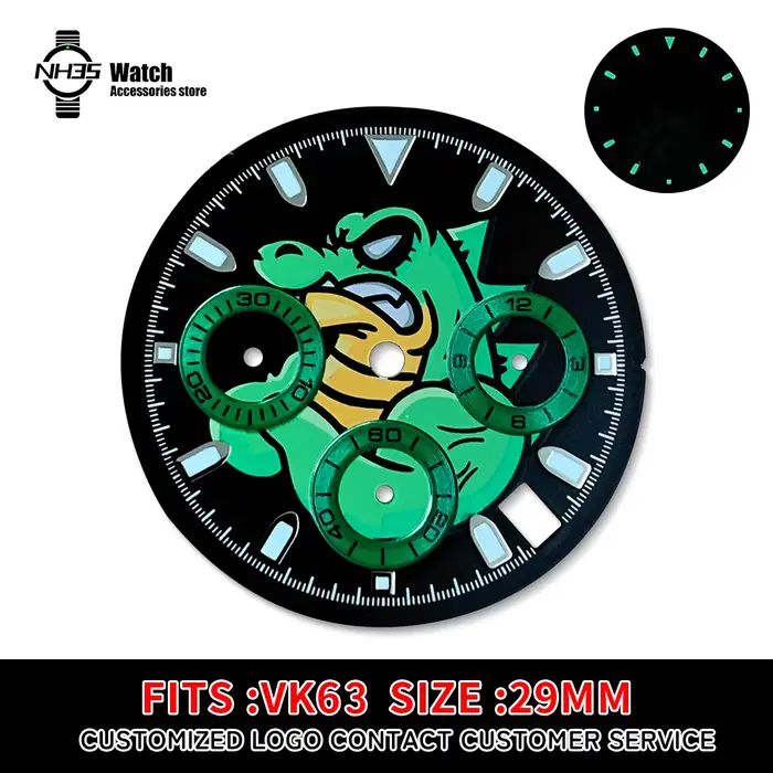 Cadran crâne de crocodile Minutesecond en acier inoxydable pour montres Daytona VK63 design unique pour homme et femme occassions spéciales