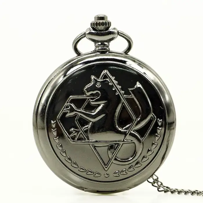 Montre de poche vintage Full Metal Alchemist Edward Elric Cosplay, finition mate, marron, creuse, à 