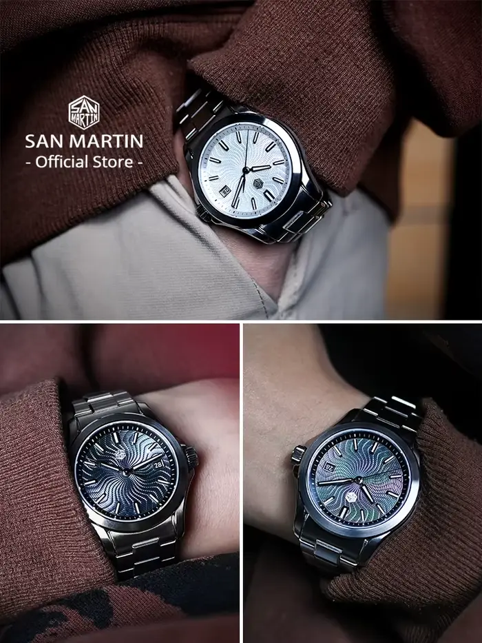 San Martin officiel 39mm Guilloche vadrouille cadran Gada montre mis5 9015 luxe hommes montres mécaniques automatiques 10 ATM reloj SN0150