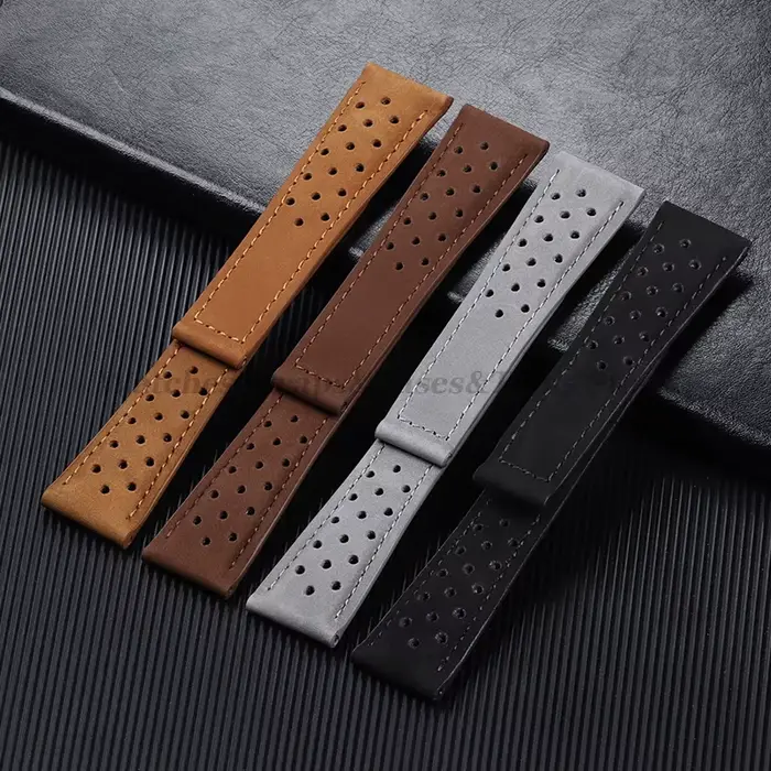 Bracelet de montre en cuir véritable pour hommes et femmes largeur 20mm 22mm 24mm compatibles avec montres intelligentes occasions spéciales
