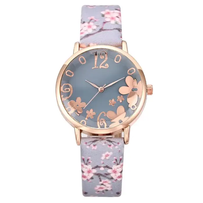 Fleurs colorées montres pour femmes ceinture imprimée montres à Quartz pour filles dames montres hor