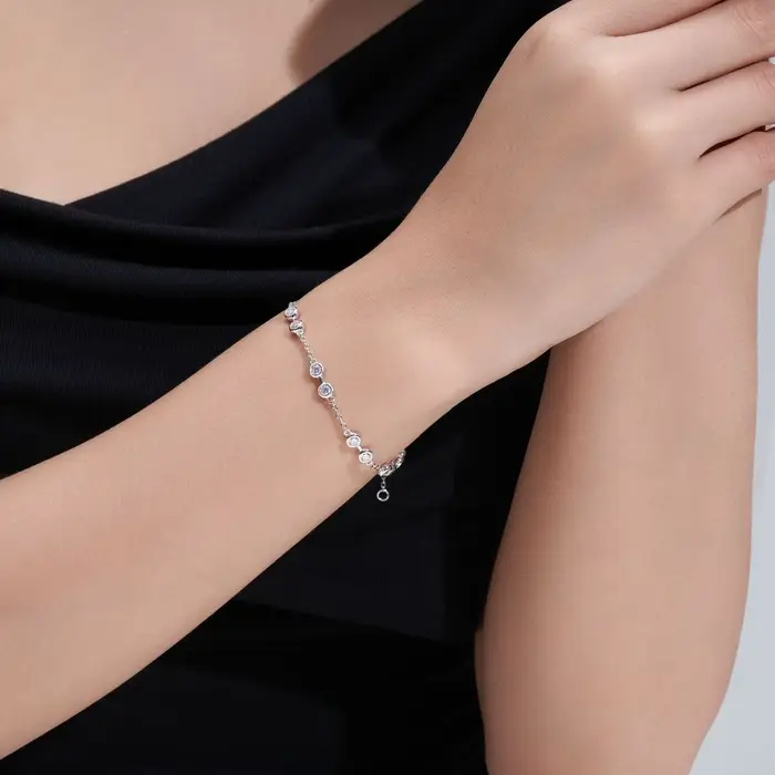 Bracelet en argent S925 LinkerLove avec moissanite pour femme
