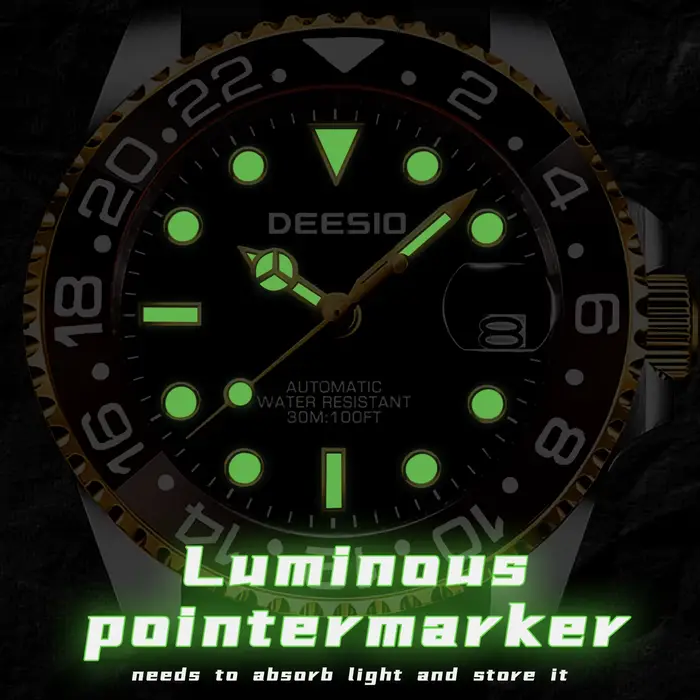 Deesio montre mécanique automatique pour hommes en acier inoxydable 316L affichage de la Date décontracté étanche