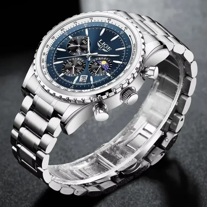 LIGE-Montre à quartz étanche pour homme, montre-bracelet de sport, chronographe, date, marque supérieure, luxe, nouveau, 2024