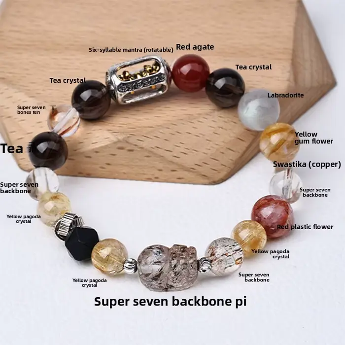 Bracelet multi-gemmes en quartz fumé naturel pour réussir et richesse