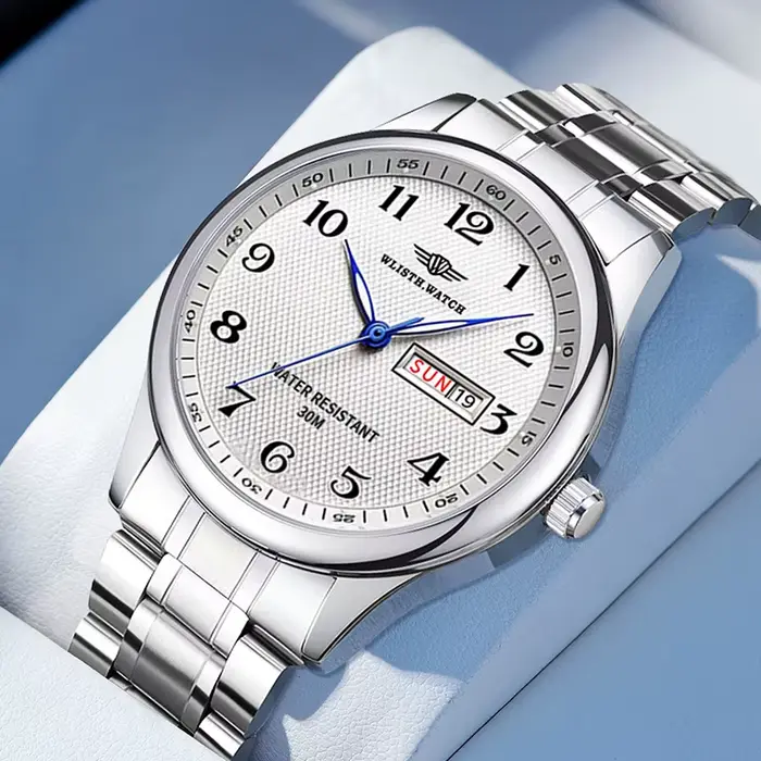 Montre d'affaires homme rétro quartz calendrier complet affichage chiffres romains étanche pour occasions spéciales