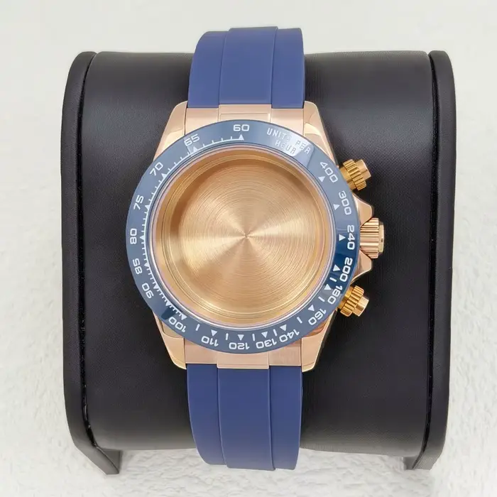 Boîtier de montre pour homme en acier argenté or rose de 39