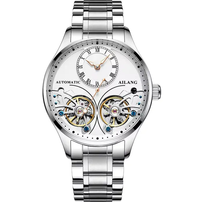 Nouvelle montre mécanique squelette automatique haut de gamme Ailang Fashion à double tourbillon en 