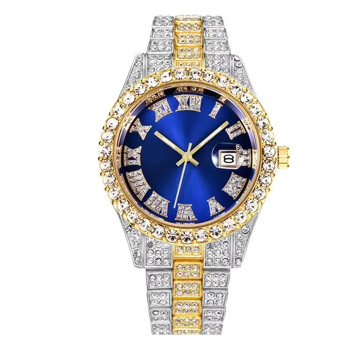 Montre glacée étanche pour hommes