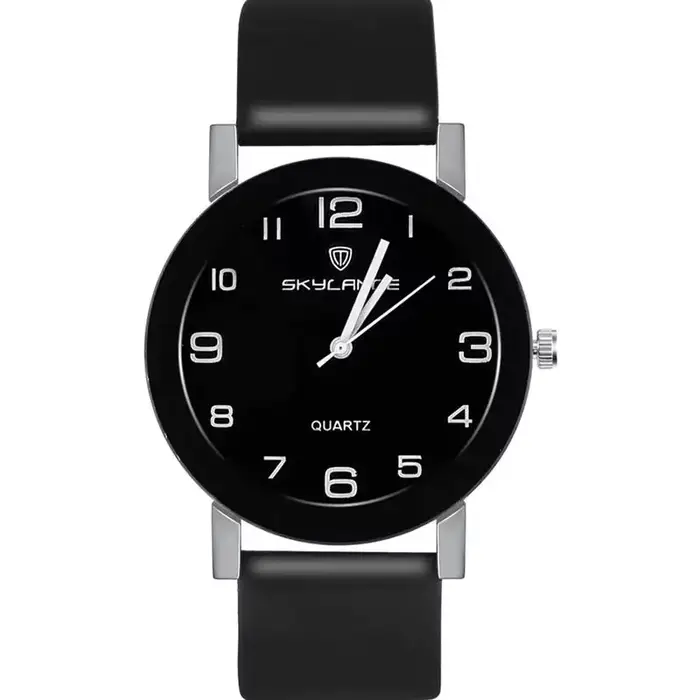 Montre noire pour femme, bracelet en cuir, acier inoxydable, analogique, à quartz, montre-bracelet d