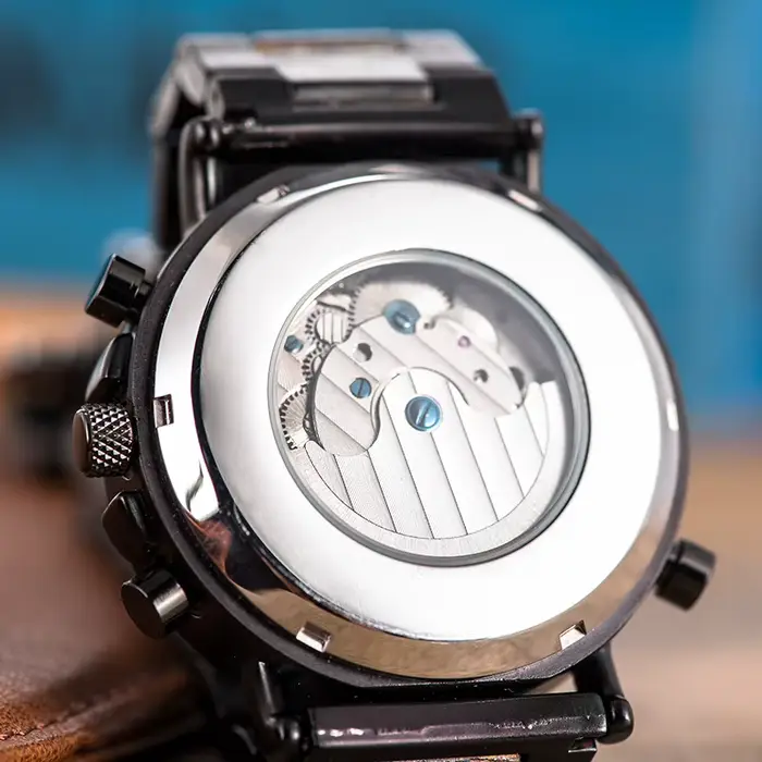 Montre mécanique en bois BOBO Bird étanche pour homme avec ventilation manuelle, cadran lumineux et bracelet en bois pour hommes élégants occasions spéciales