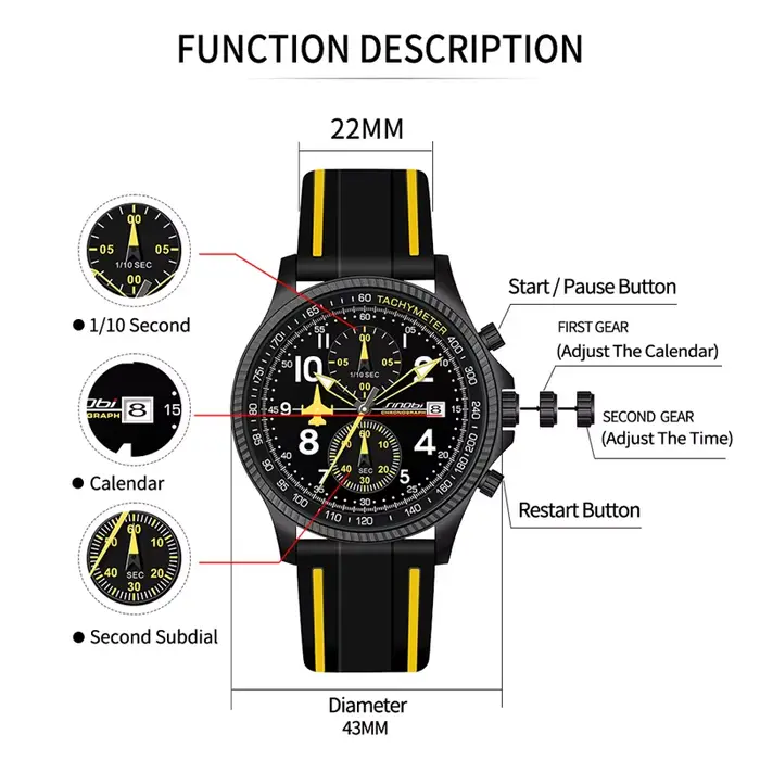 Nouveau SINOBI Design créatif avion chronographe montres pour hommes Original genève calendrier homme